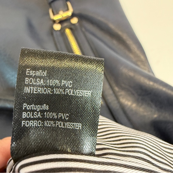 Navy Blue Faux Leather Rummy Tote Bag – Multi-Pocket 💙 Soft Inside & Outside - Picture 15 of 16